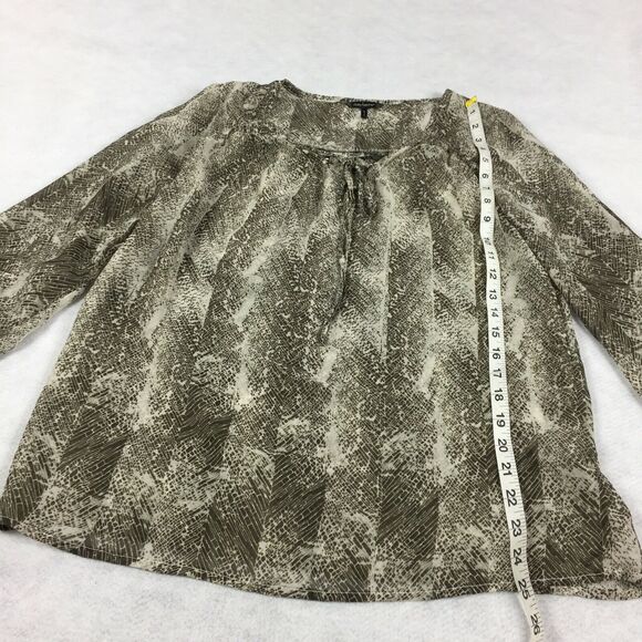 Daisy Fuentes Peasant Blouse Size Small Womens Beige Cream Sheer Print Top S - Picture 6 of 7